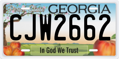 GA license plate CJW2662