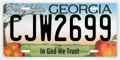 GA license plate CJW2699