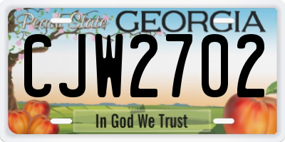 GA license plate CJW2702