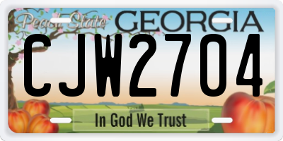 GA license plate CJW2704