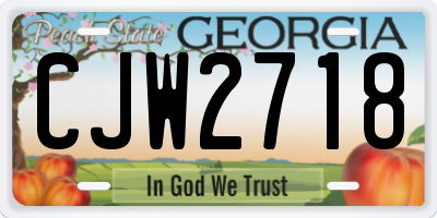 GA license plate CJW2718