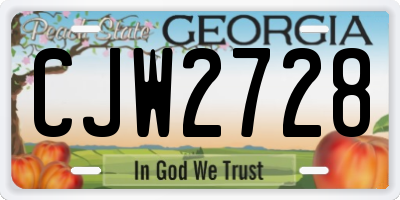 GA license plate CJW2728