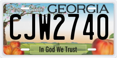 GA license plate CJW2740
