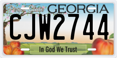 GA license plate CJW2744
