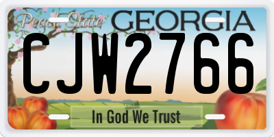 GA license plate CJW2766