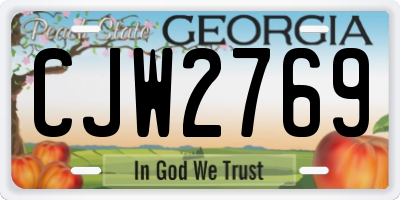 GA license plate CJW2769