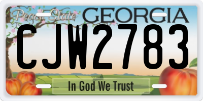 GA license plate CJW2783