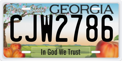 GA license plate CJW2786