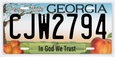GA license plate CJW2794