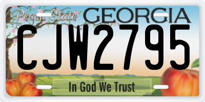GA license plate CJW2795
