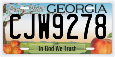 GA license plate CJW9278