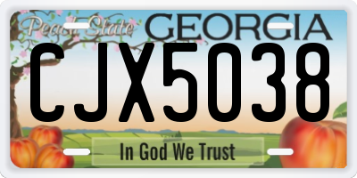 GA license plate CJX5038