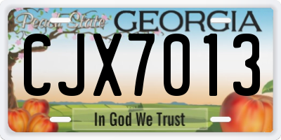 GA license plate CJX7013