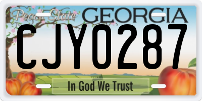 GA license plate CJY0287