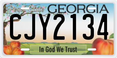 GA license plate CJY2134