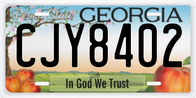 GA license plate CJY8402