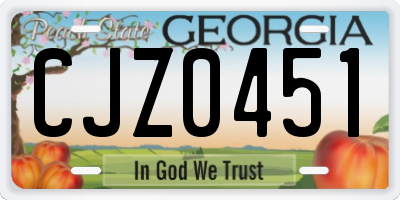 GA license plate CJZ0451