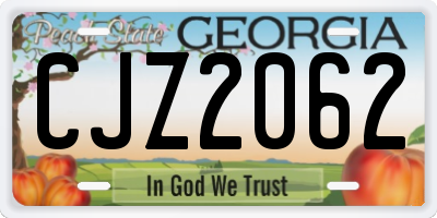 GA license plate CJZ2062