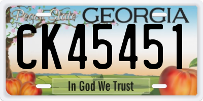 GA license plate CK45451