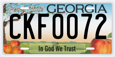 GA license plate CKF0072