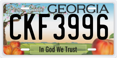 GA license plate CKF3996