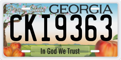 GA license plate CKI9363