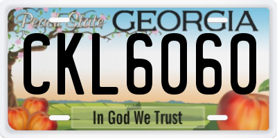 GA license plate CKL6060