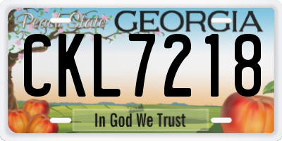 GA license plate CKL7218