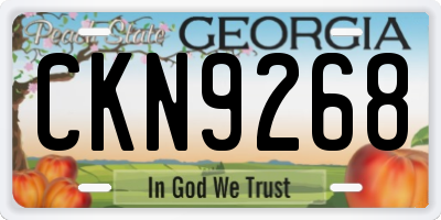 GA license plate CKN9268