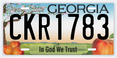 GA license plate CKR1783