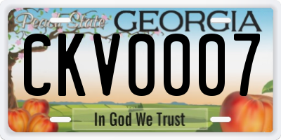 GA license plate CKV0007
