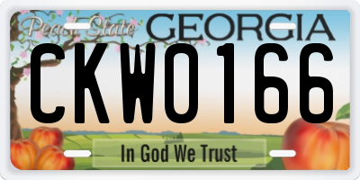 GA license plate CKW0166