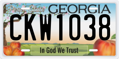 GA license plate CKW1038