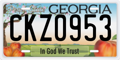 GA license plate CKZ0953