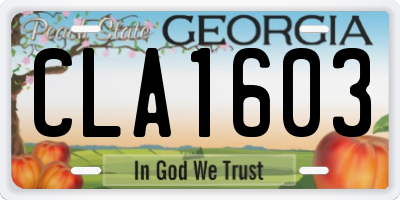 GA license plate CLA1603