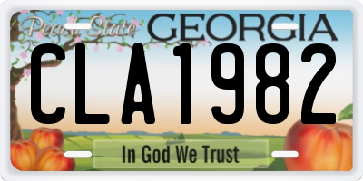 GA license plate CLA1982