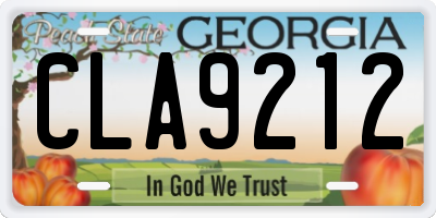 GA license plate CLA9212