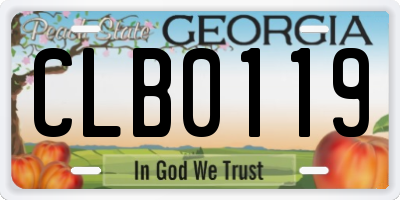 GA license plate CLB0119