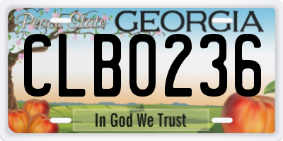 GA license plate CLB0236
