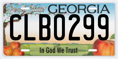 GA license plate CLB0299