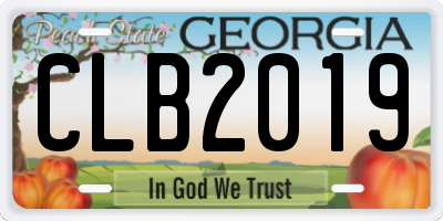 GA license plate CLB2019