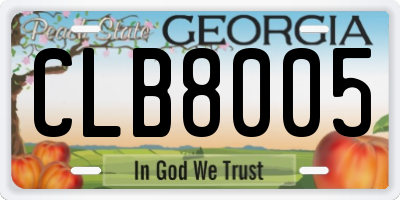 GA license plate CLB8005