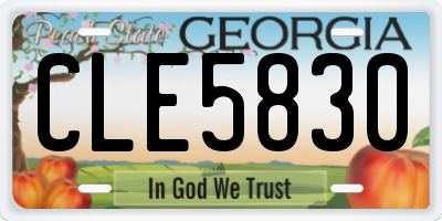 GA license plate CLE5830