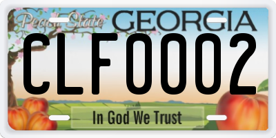 GA license plate CLF0002