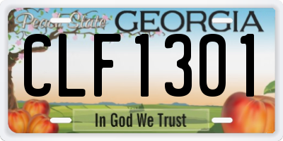GA license plate CLF1301