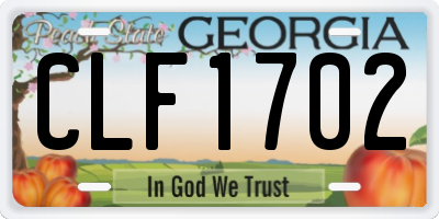 GA license plate CLF1702
