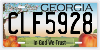 GA license plate CLF5928