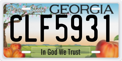 GA license plate CLF5931