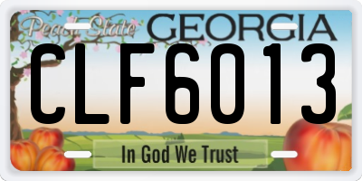GA license plate CLF6013