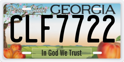 GA license plate CLF7722
